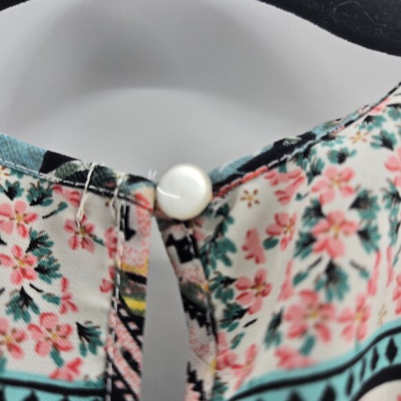 Monteau Southwest White Pink Green Bohemian Multipattern Girls Dress Size 10/12 - Picture 5 of 7